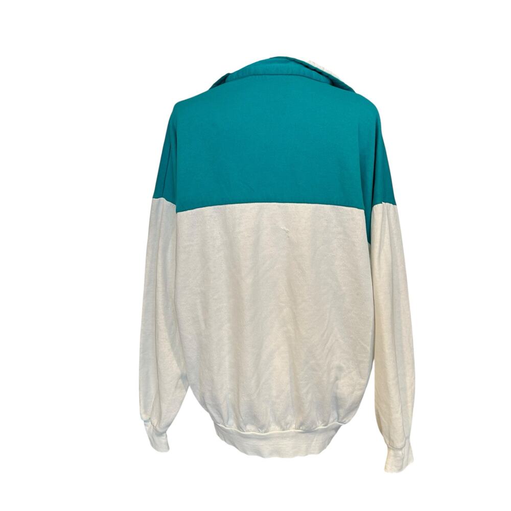 Vintage 80s Green Gray Quarter Zip Top Sz L - Picture 2 of 12
